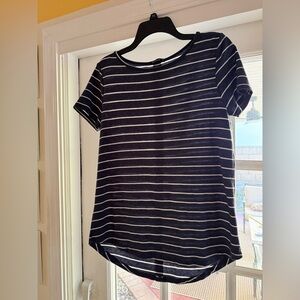 Pink Clover Navy and White Striped Tee